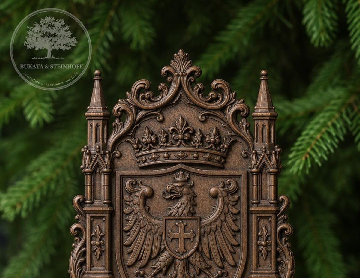 Frankfurter Wappen aus Naturholz – Holzrelief, Wanddekoration Frankfurt am Main