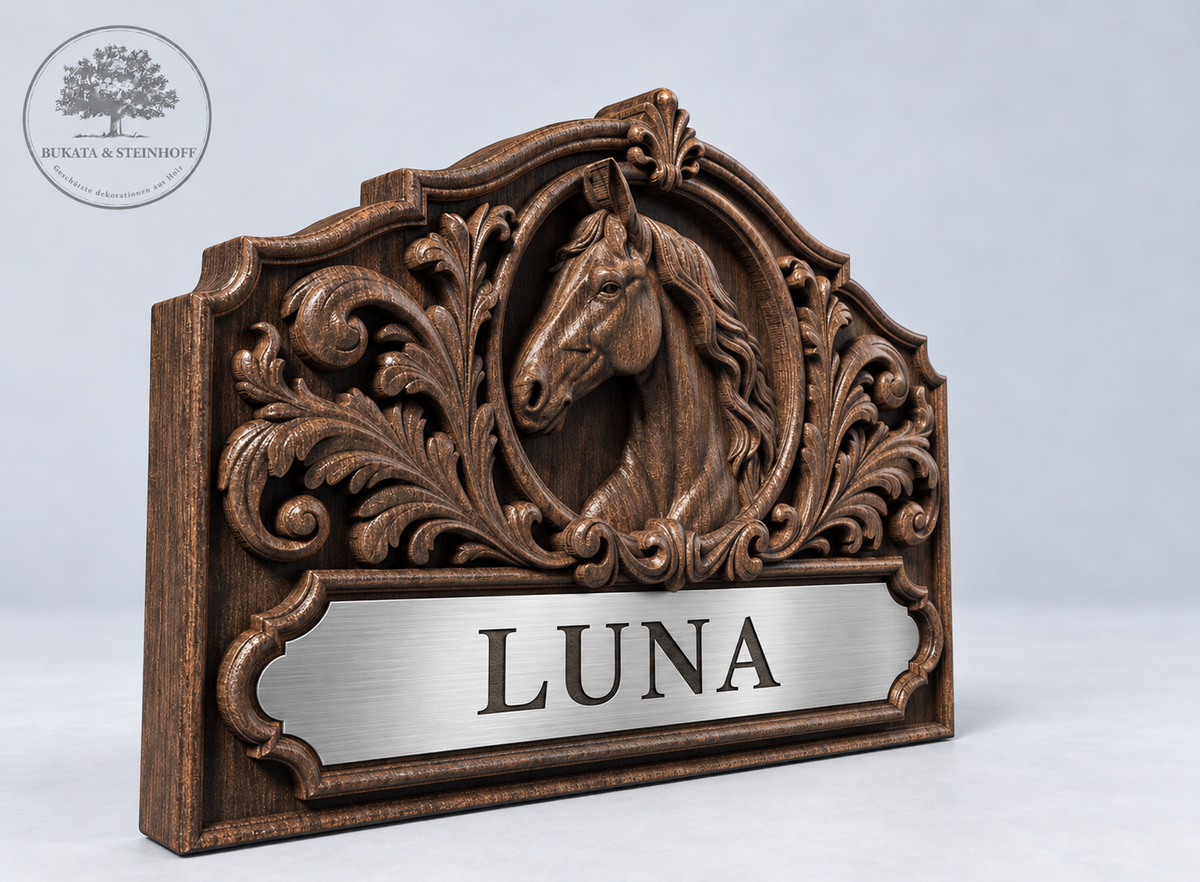 Individuelles Boxenschild aus Holz №10