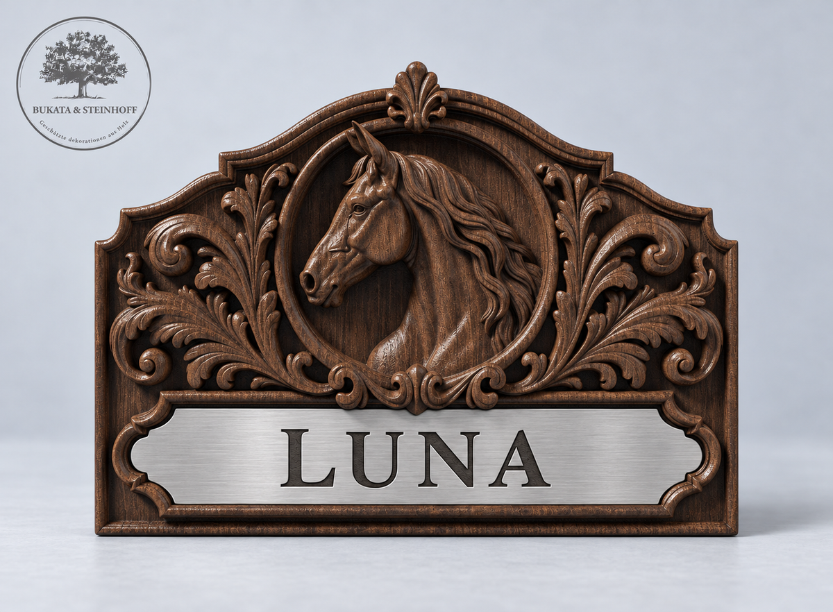 Individuelles Boxenschild aus Holz №10