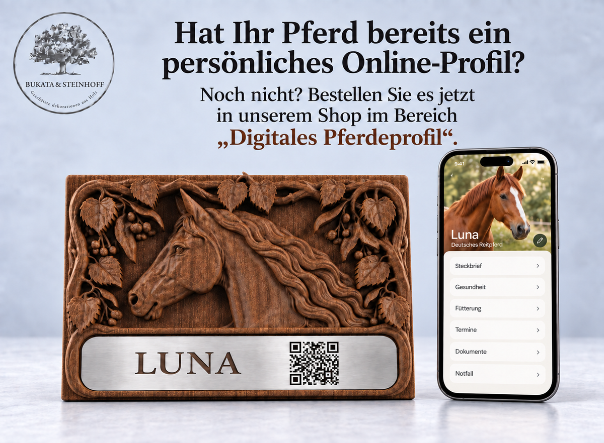Personalisierte Pferde Boxenschilder aus Holz mit Name & QR-Code № 5