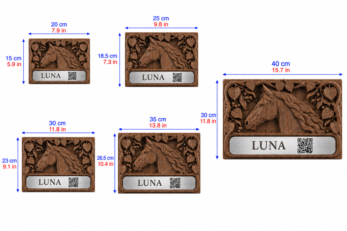 Personalisierte Pferde Boxenschilder aus Holz mit Name & QR-Code № 5
