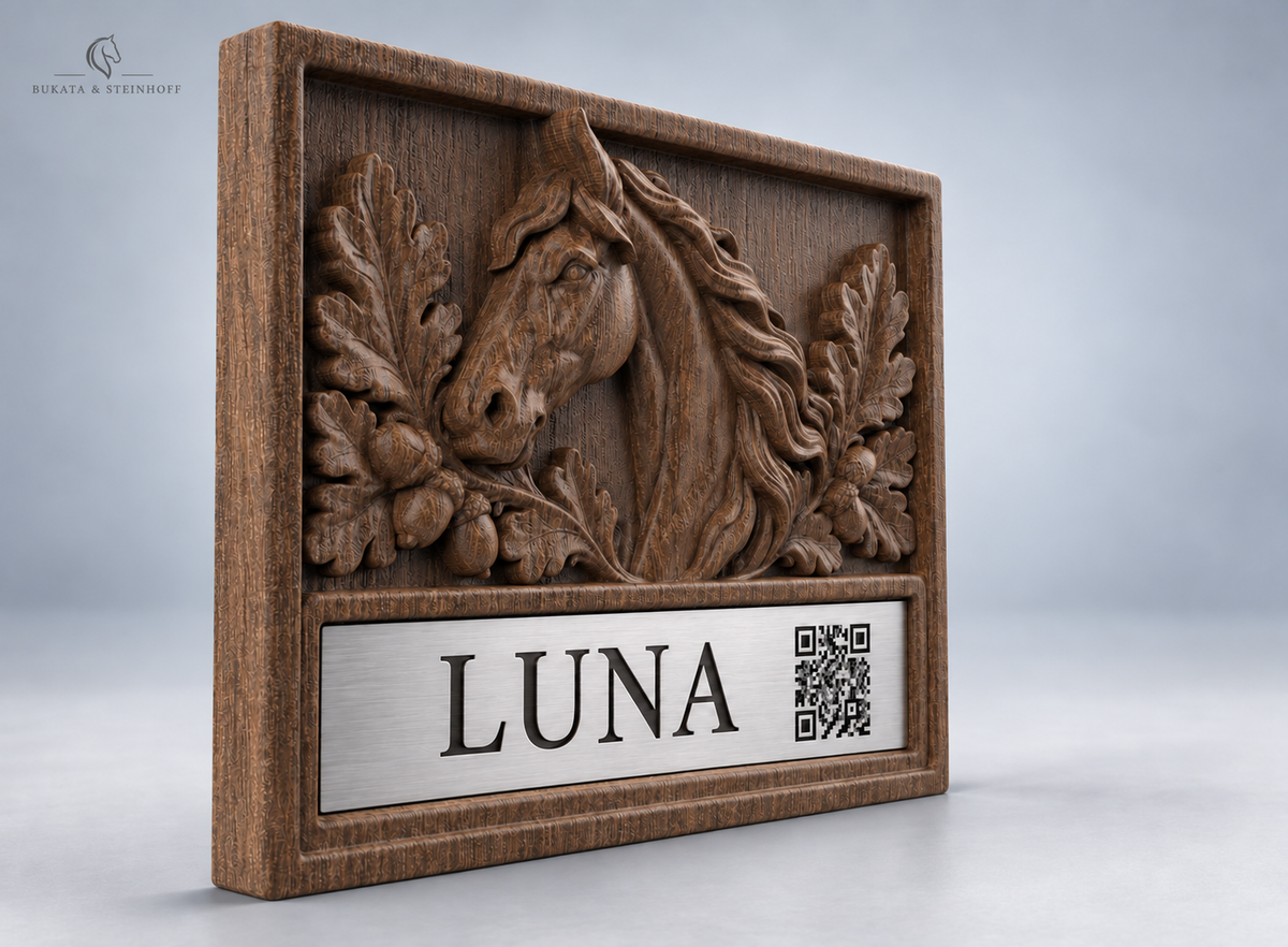 Boxenschild Pferd mit Nane und QR-Code №4