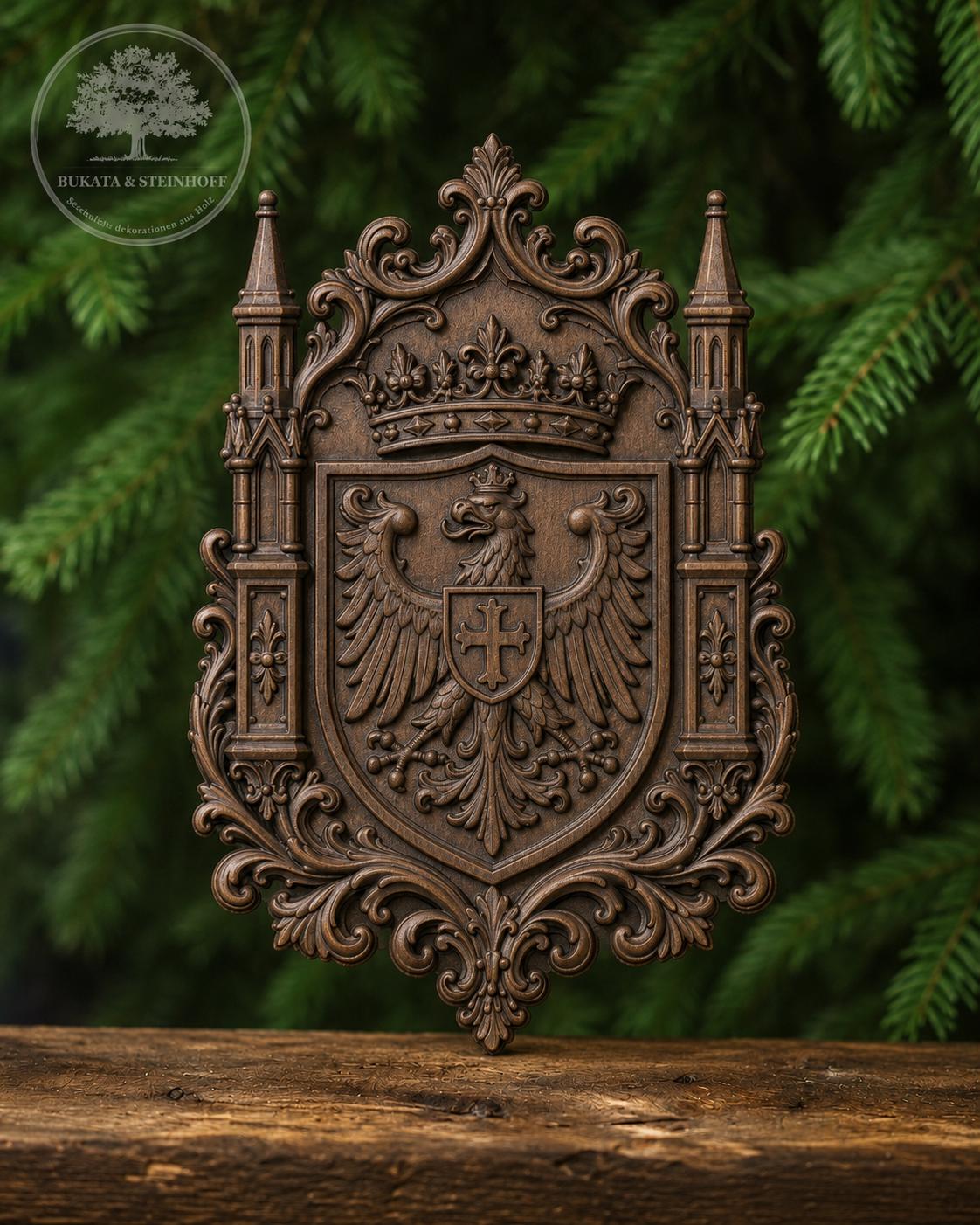 Frankfurter Wappen aus Naturholz – Holzrelief, Wanddekoration Frankfurt am Main