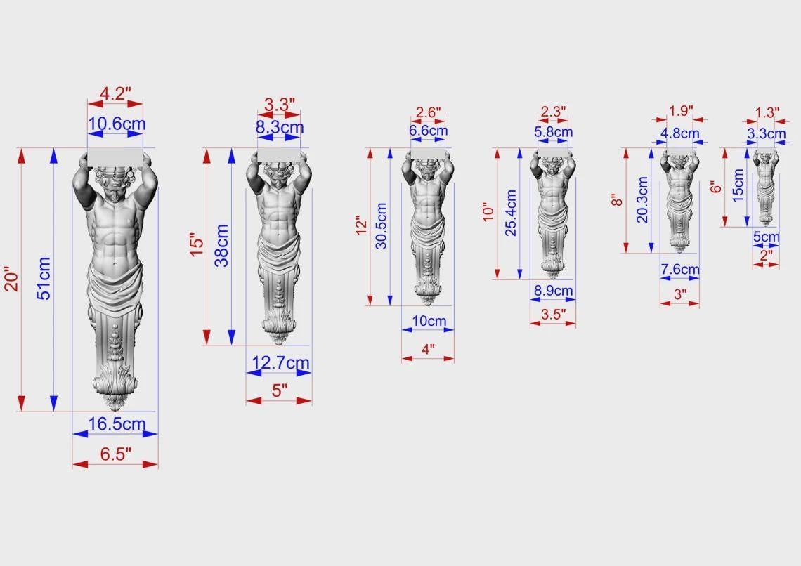 Atlas-Holzkonsole – Klassische griechische Wandstütze, unbehandelte dekorative Figur