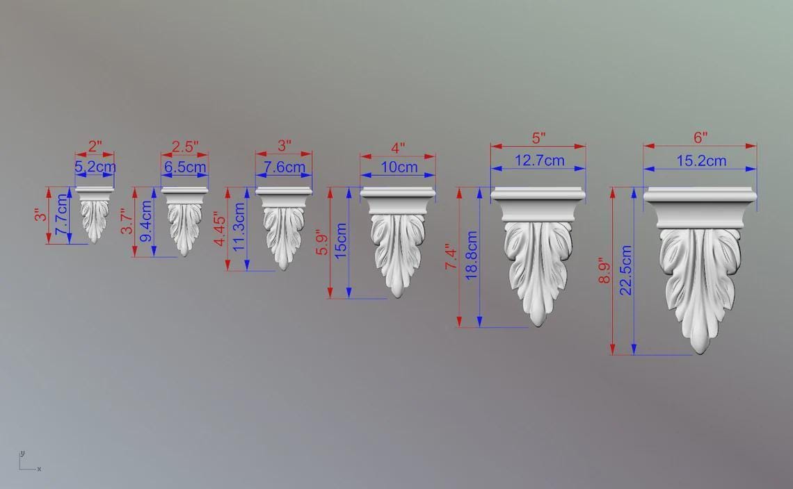 2er-Set Akanthusblatt-Holzapplikationen – Geschnitzte Ornamente im Antikstil