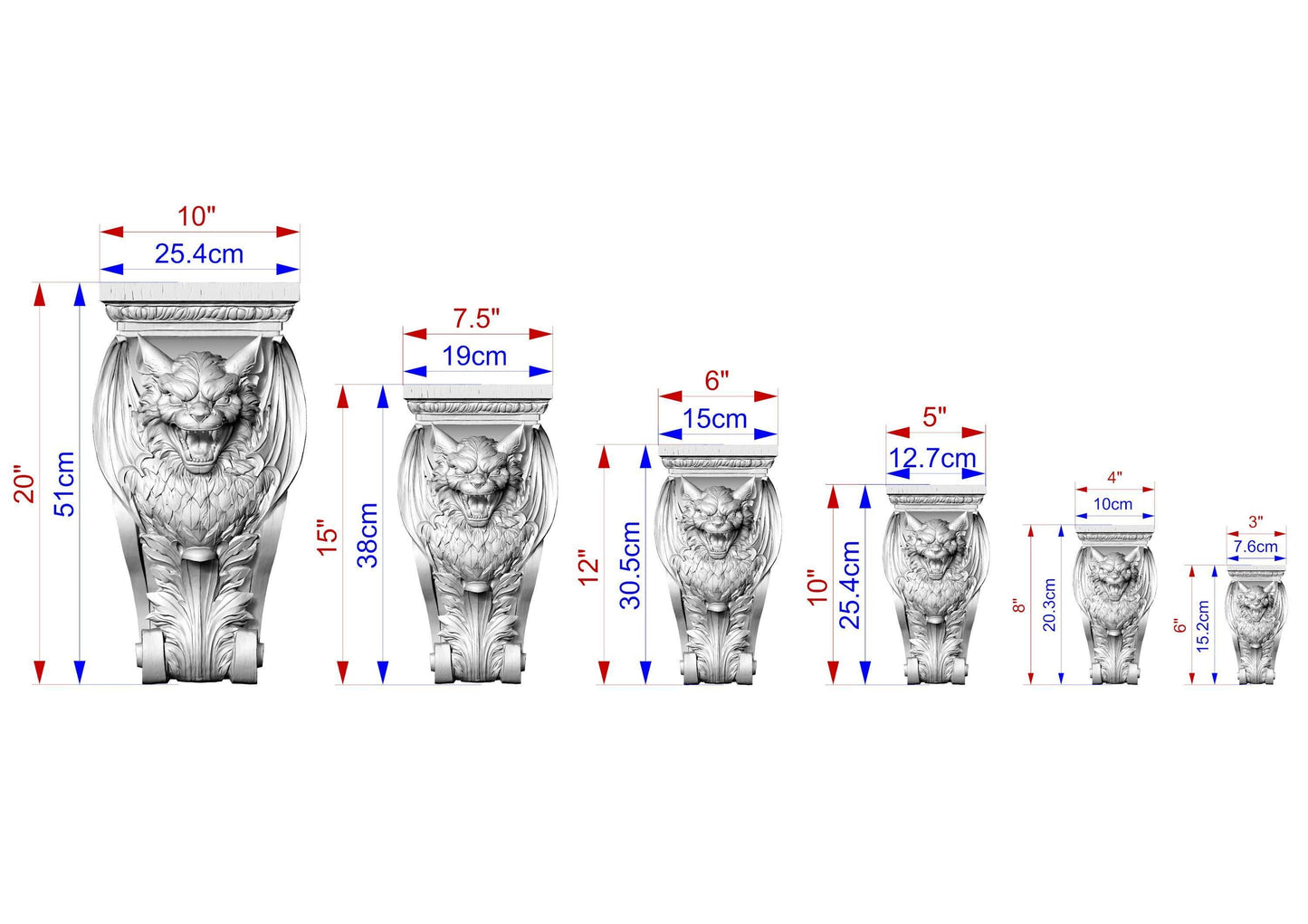 Gargoyle-Wandkonsole – Geschnitzte gotische Holzhalterung für Regal und Kamin